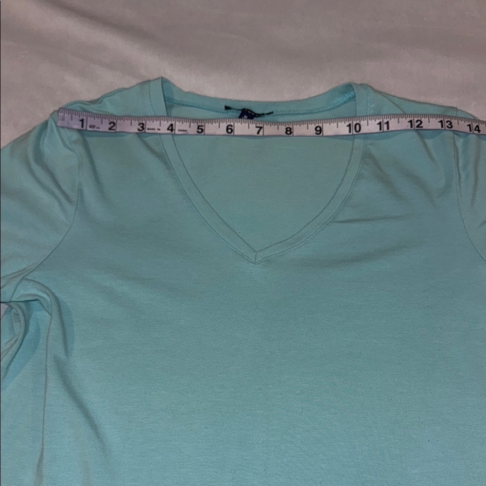 Source Unknown Sweater Cotton Blend V Neck Green Long Sleeve Tee Women’s Sz M - Picture 4 of 7